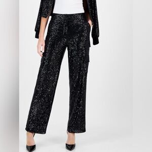 Anne Klein women’s size 16  Sequin Black cargo style Pants with lining NWT